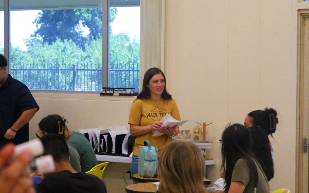 Madison Flake teaching students during her first year at Hughson High. 