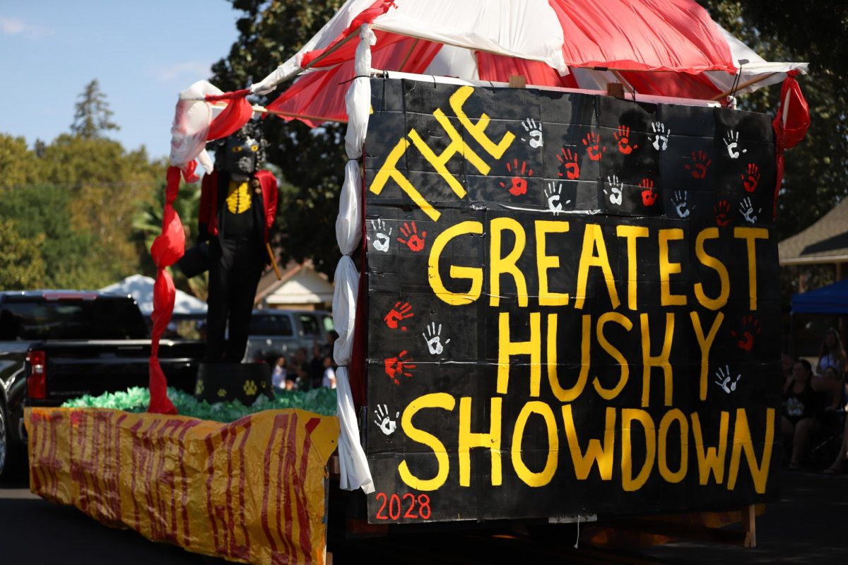 Hughson High School first place homecoming float made by the freshman class. 